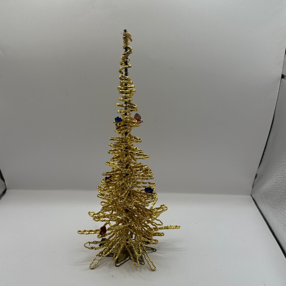 Rare Vintage West Germany twisted foil metal wire Christmas tree